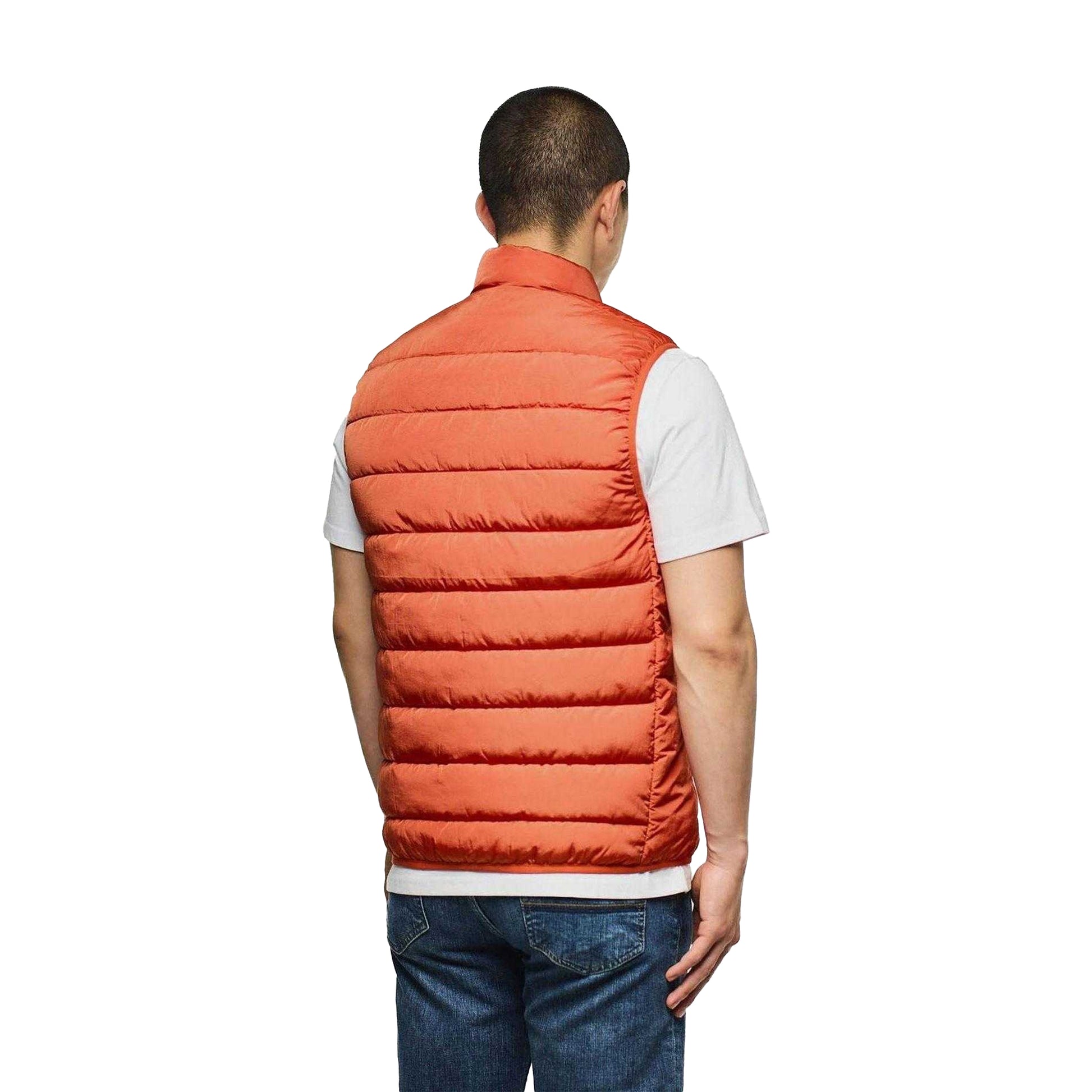 Orange - Back - Weekend Offender Mens Gacha Logo Quilted Gilet