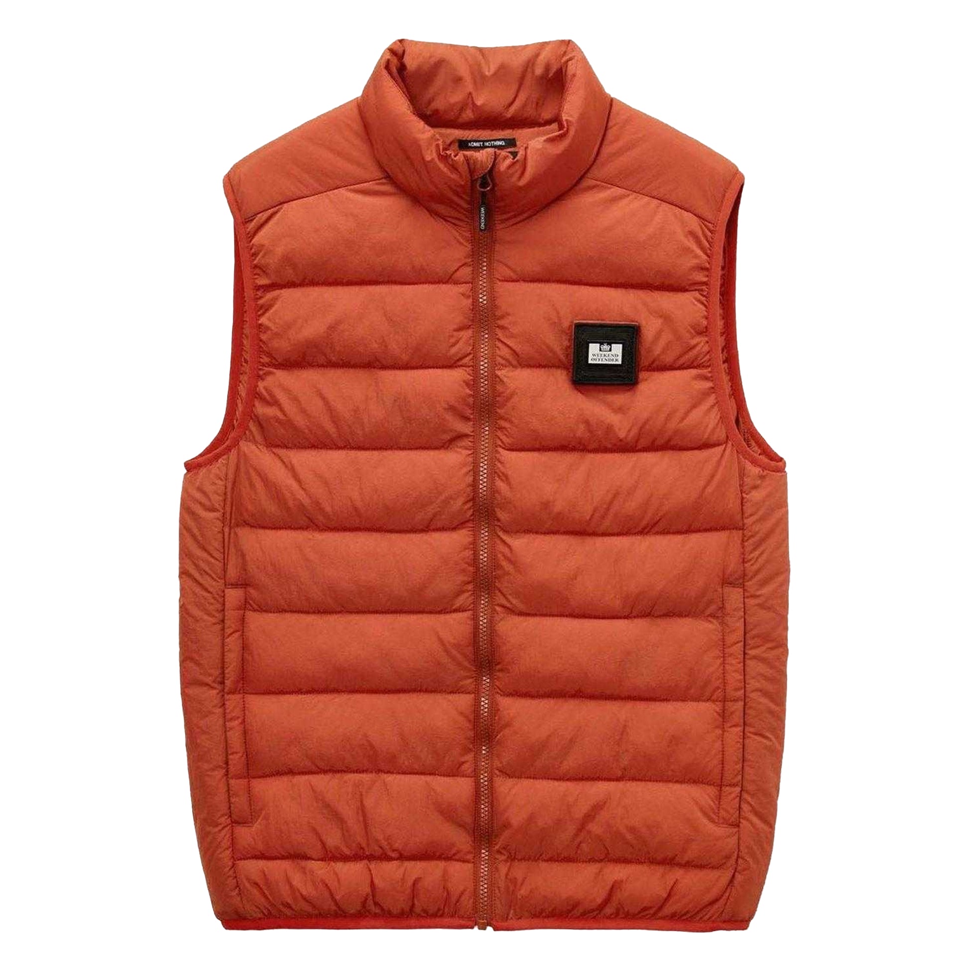 Orange - Front - Weekend Offender Mens Gacha Logo Quilted Gilet