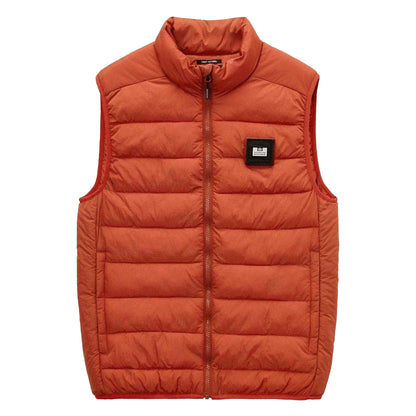 Orange - Front - Weekend Offender Mens Gacha Logo Quilted Gilet