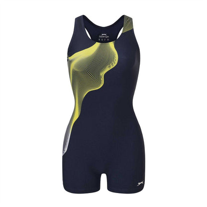 Blue-Yellow-White - Front - Slazenger Womens-Ladies Xtra Life One Piece Swimsuit