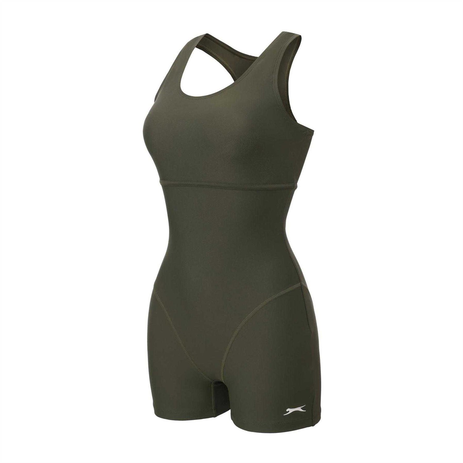 Khaki - Side - Slazenger Womens-Ladies Xtra Life One Piece Swimsuit
