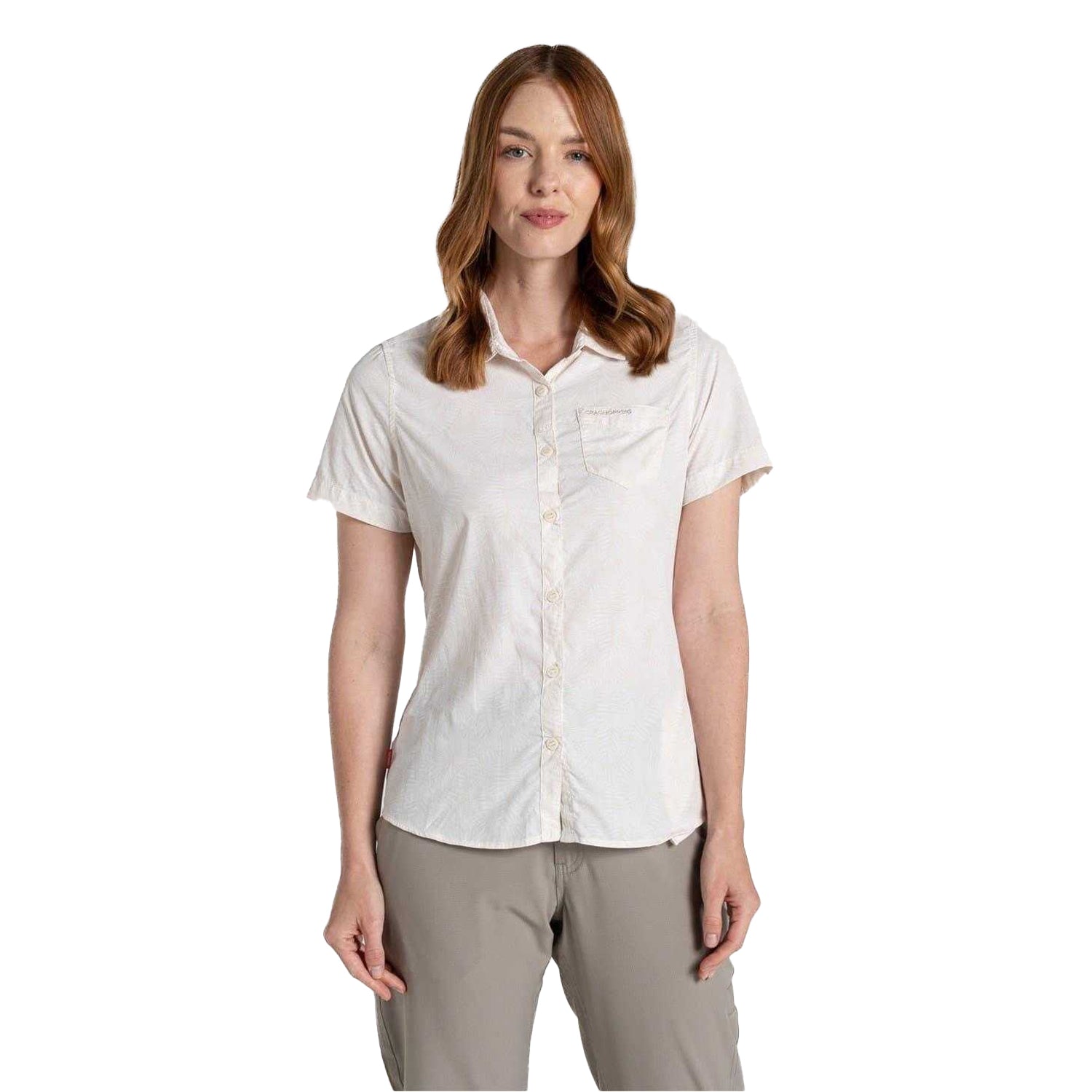 Sea Salt - Side - Craghoppers Womens-Ladies Plain Short-Sleeved Shirt