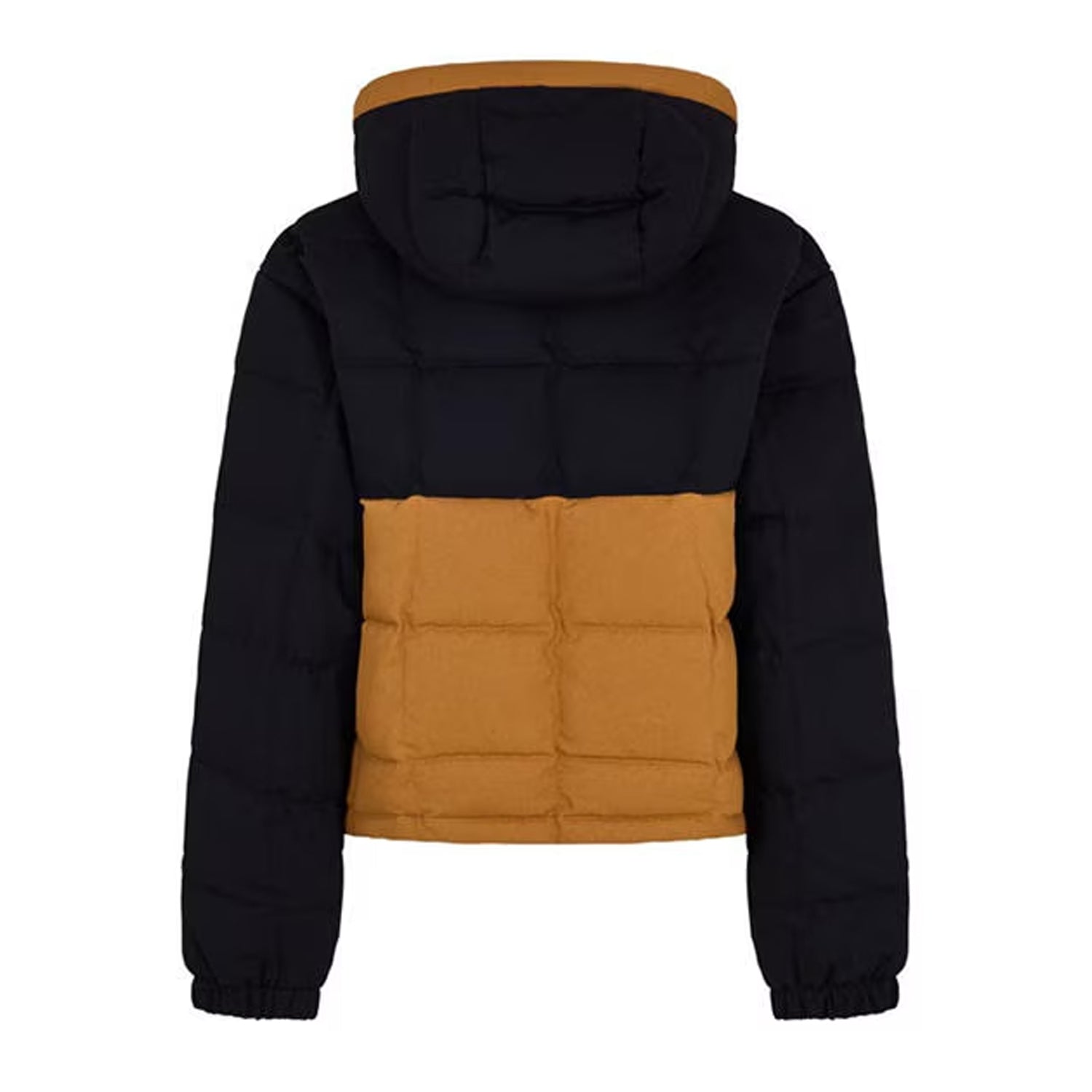 Black-Wheat - Back - Timberland Womens-Ladies Hooded Cropped Puffer Jacket
