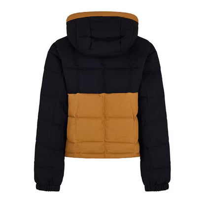 Black-Wheat - Back - Timberland Womens-Ladies Hooded Cropped Puffer Jacket