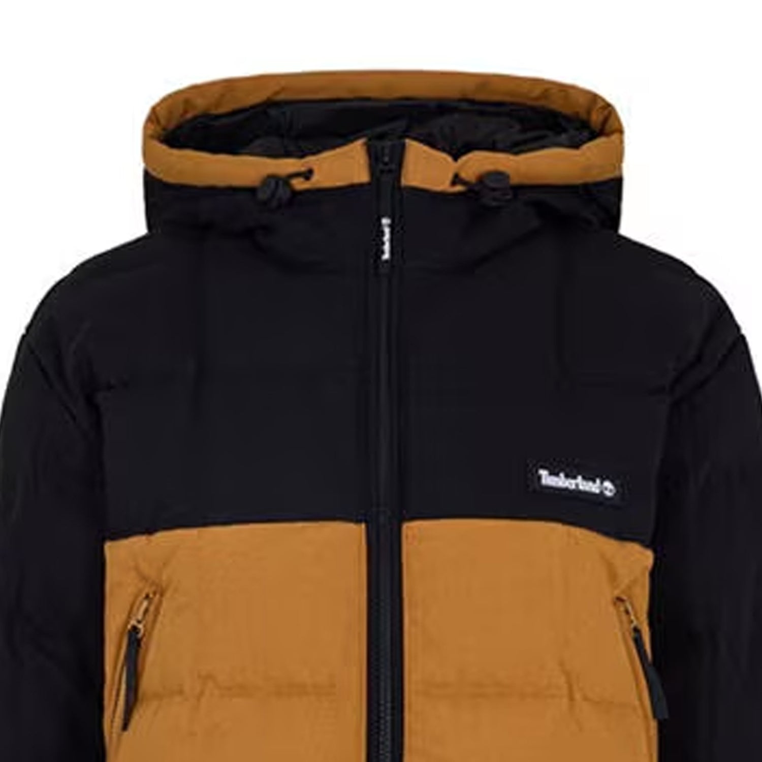 Black-Wheat - Side - Timberland Womens-Ladies Hooded Cropped Puffer Jacket