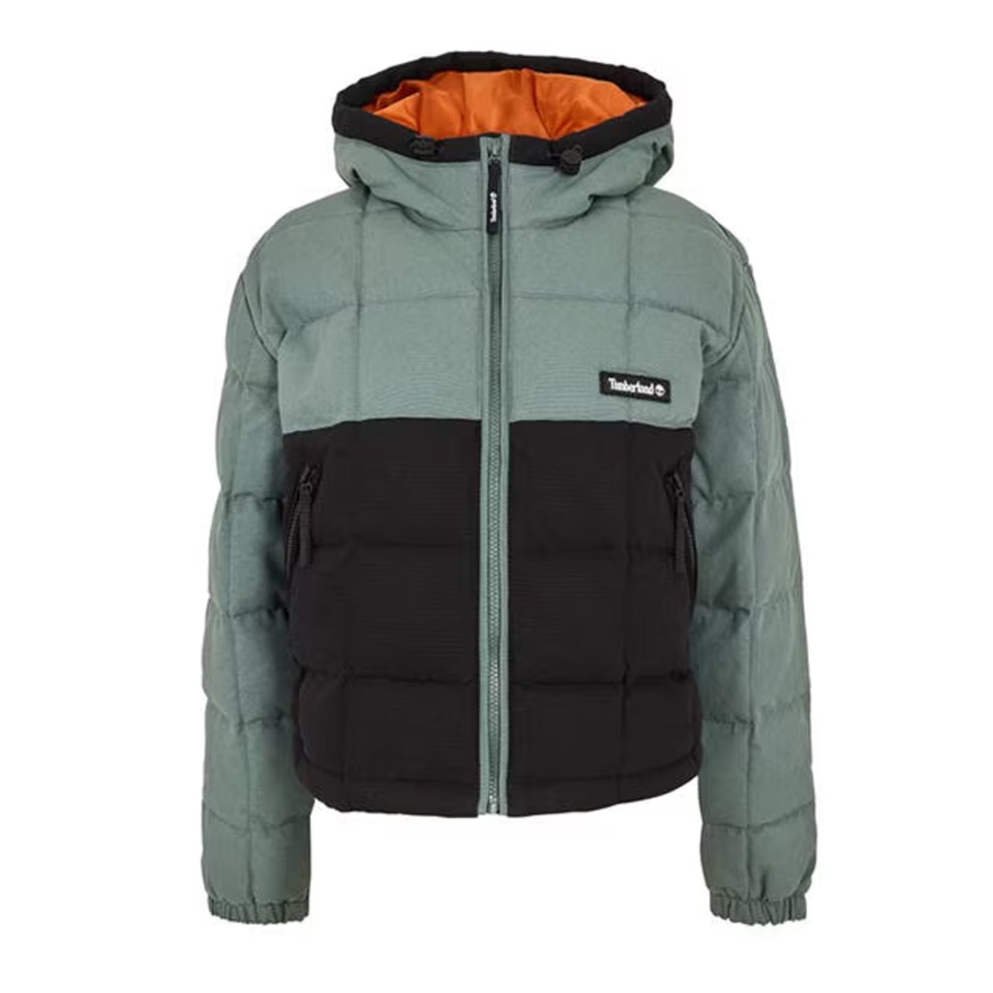 Balsam Green-Black - Front - Timberland Womens-Ladies Hooded Cropped Puffer Jacket