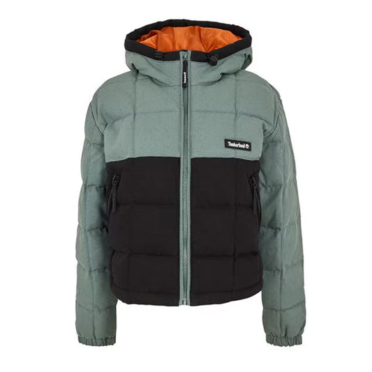 Balsam Green-Black - Front - Timberland Womens-Ladies Hooded Cropped Puffer Jacket