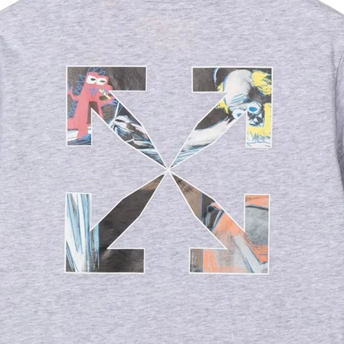 Grey - Side - Off White Childrens-Kids Monster Logo T-Shirt