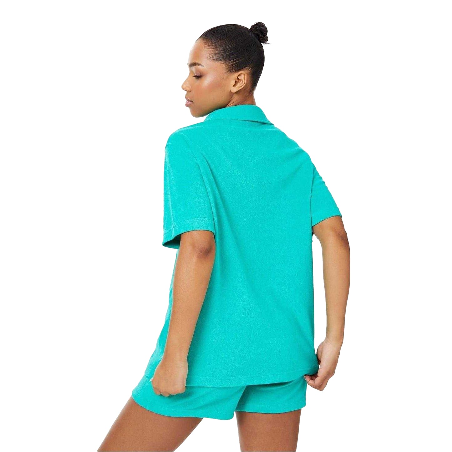Emerald - Back - Jack Wills Womens-Ladies Terrycloth Relaxed Fit Shirt And Shorts Set