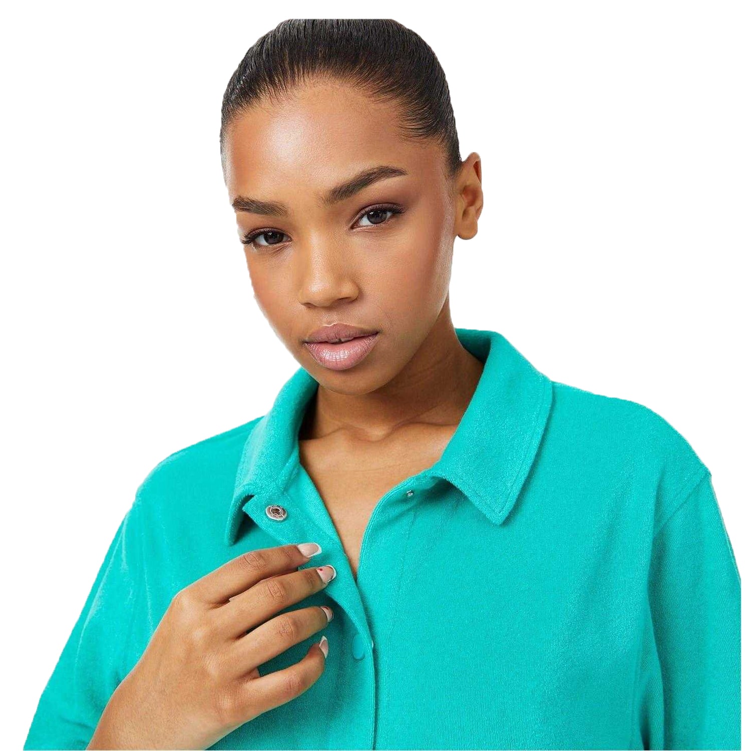 Emerald - Side - Jack Wills Womens-Ladies Terrycloth Relaxed Fit Shirt And Shorts Set