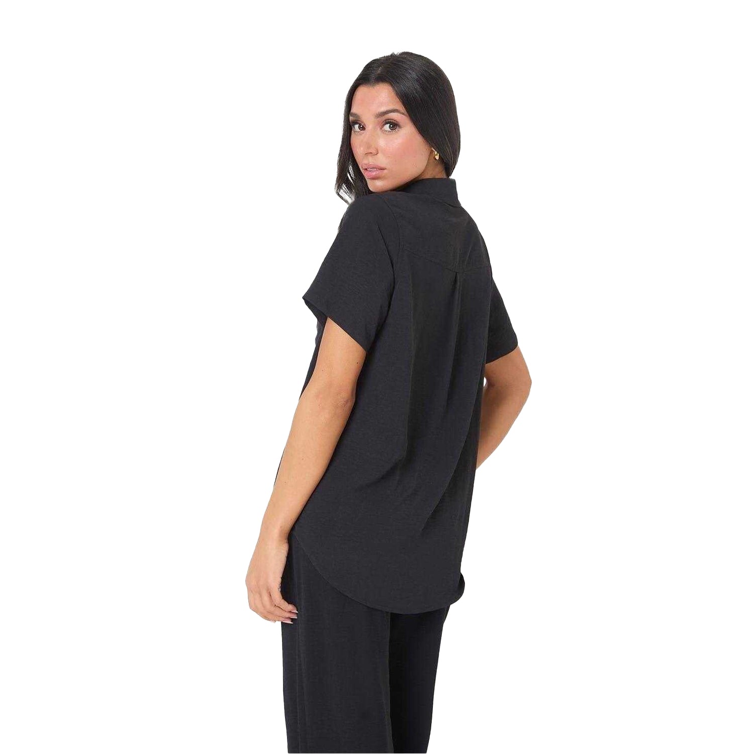 Black - Back - I Saw It First Womens-Ladies Crepe Boxy Oversized Shirt