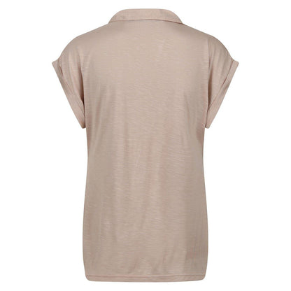 Sesame - Back - Regatta Womens-Ladies Plain V Neck Short-Sleeved Polo Shirt