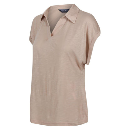 Sesame - Side - Regatta Womens-Ladies Plain V Neck Short-Sleeved Polo Shirt