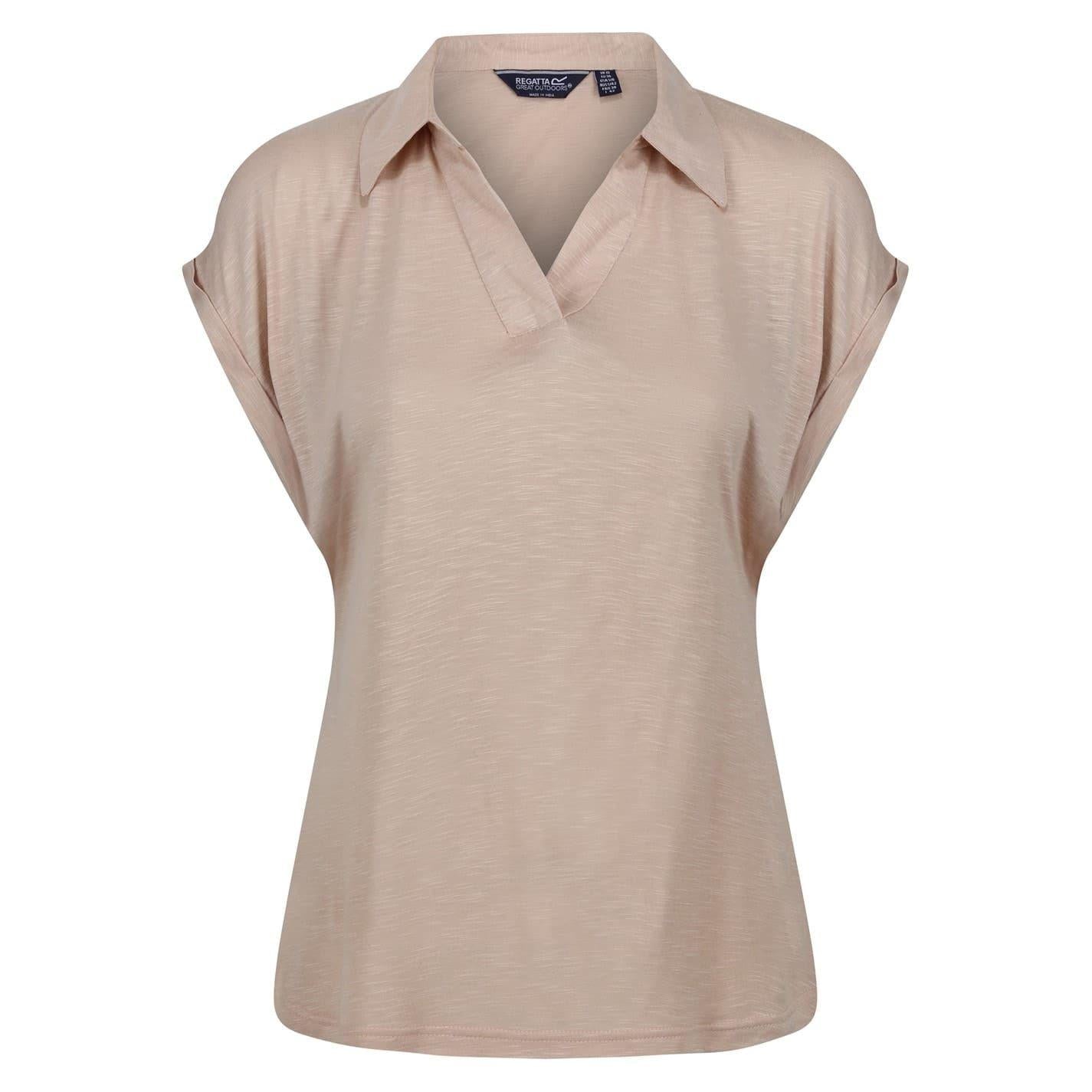 Sesame - Front - Regatta Womens-Ladies Plain V Neck Short-Sleeved Polo Shirt