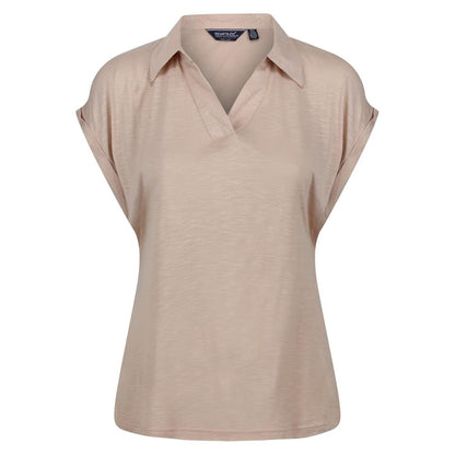 Sesame - Front - Regatta Womens-Ladies Plain V Neck Short-Sleeved Polo Shirt