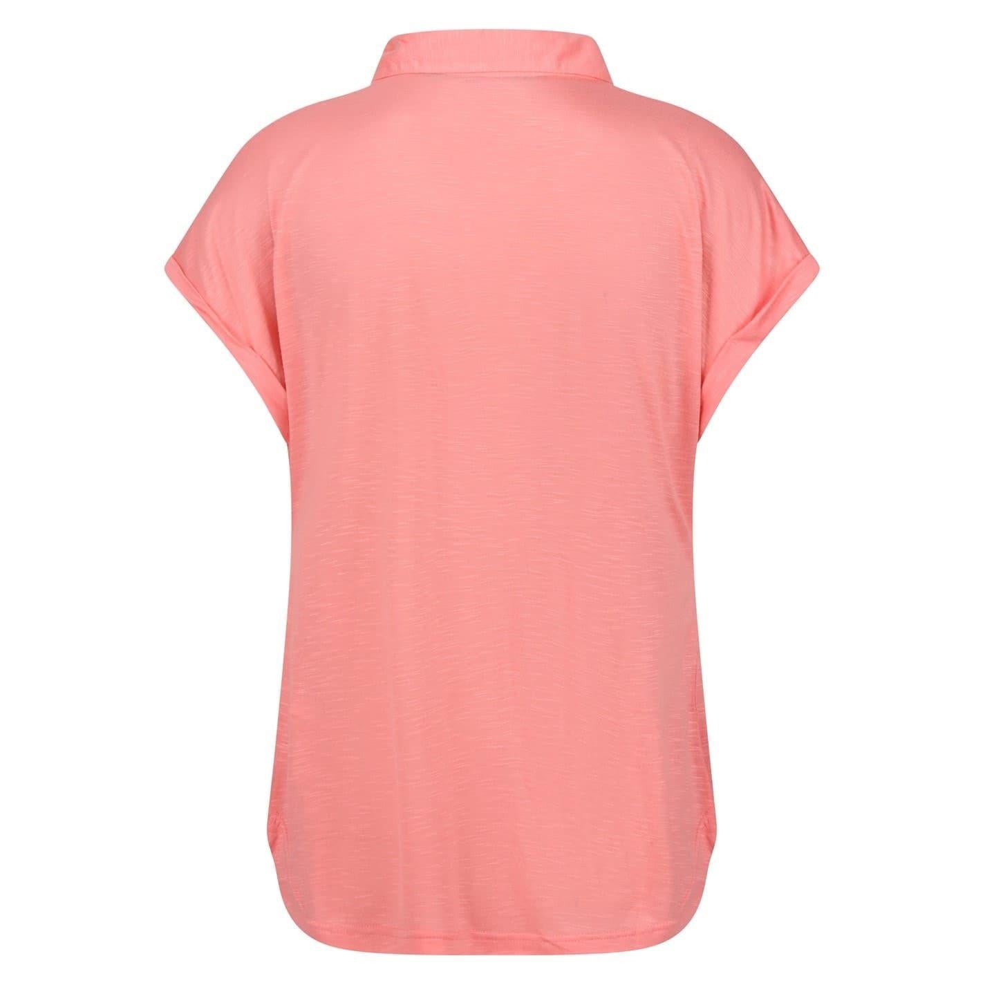 Shell Pink - Back - Regatta Womens-Ladies Plain V Neck Polo Shirt