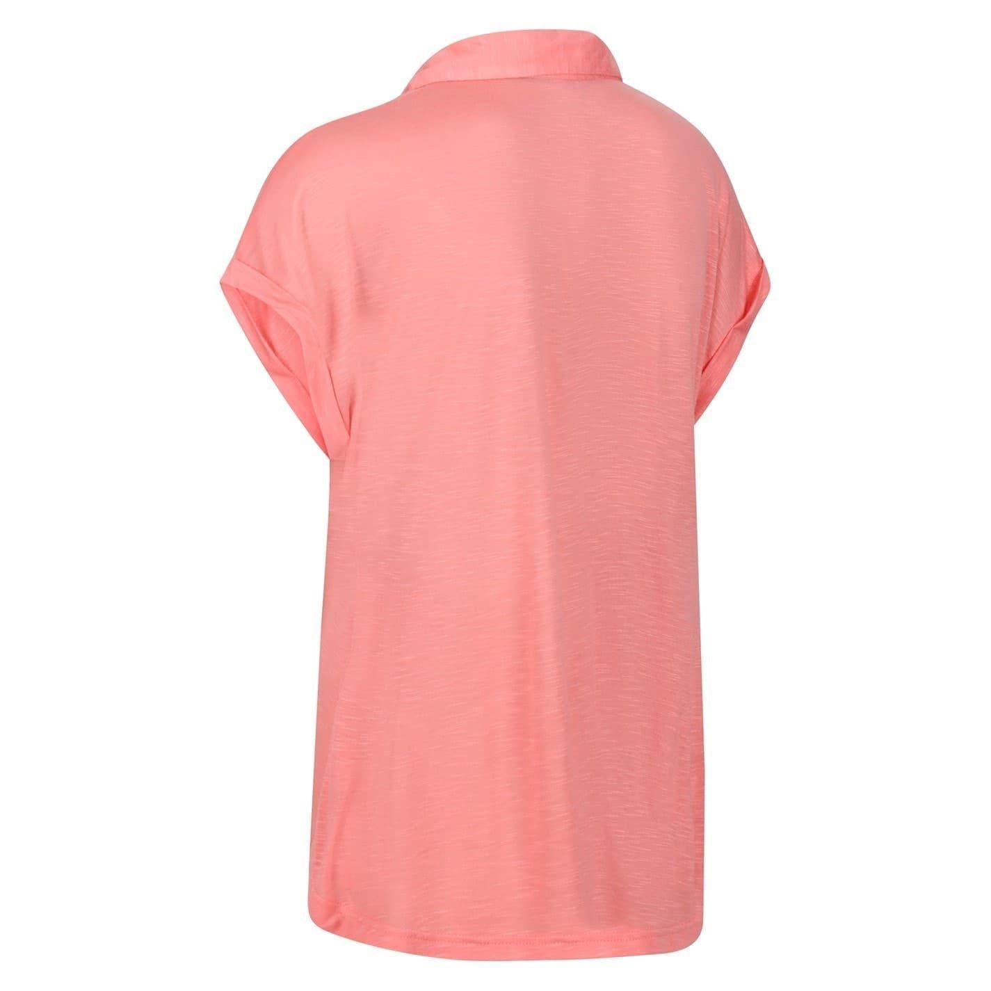 Shell Pink - Side - Regatta Womens-Ladies Plain V Neck Polo Shirt