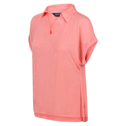 Shell Pink - Lifestyle - Regatta Womens-Ladies Plain V Neck Polo Shirt