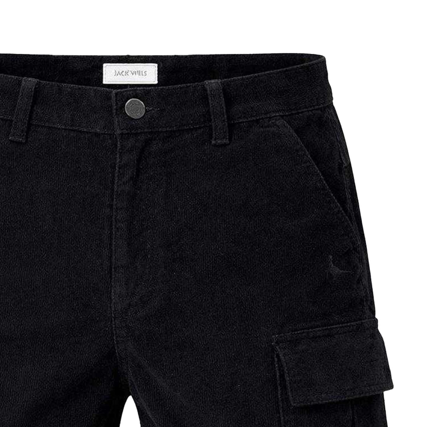Black - Side - Jack Wills Mens Cotton Plain Cargo Shorts