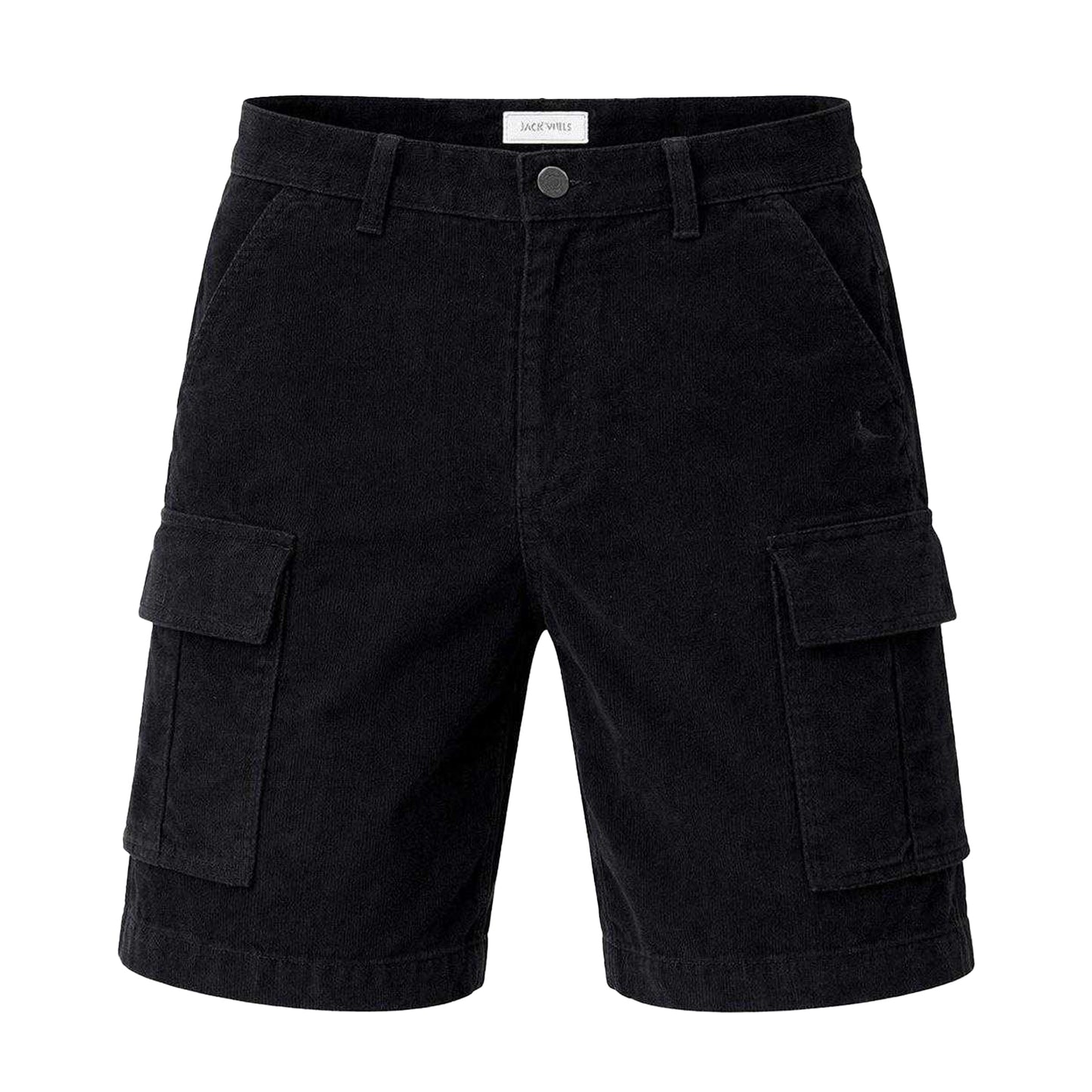 Black - Front - Jack Wills Mens Cotton Plain Cargo Shorts