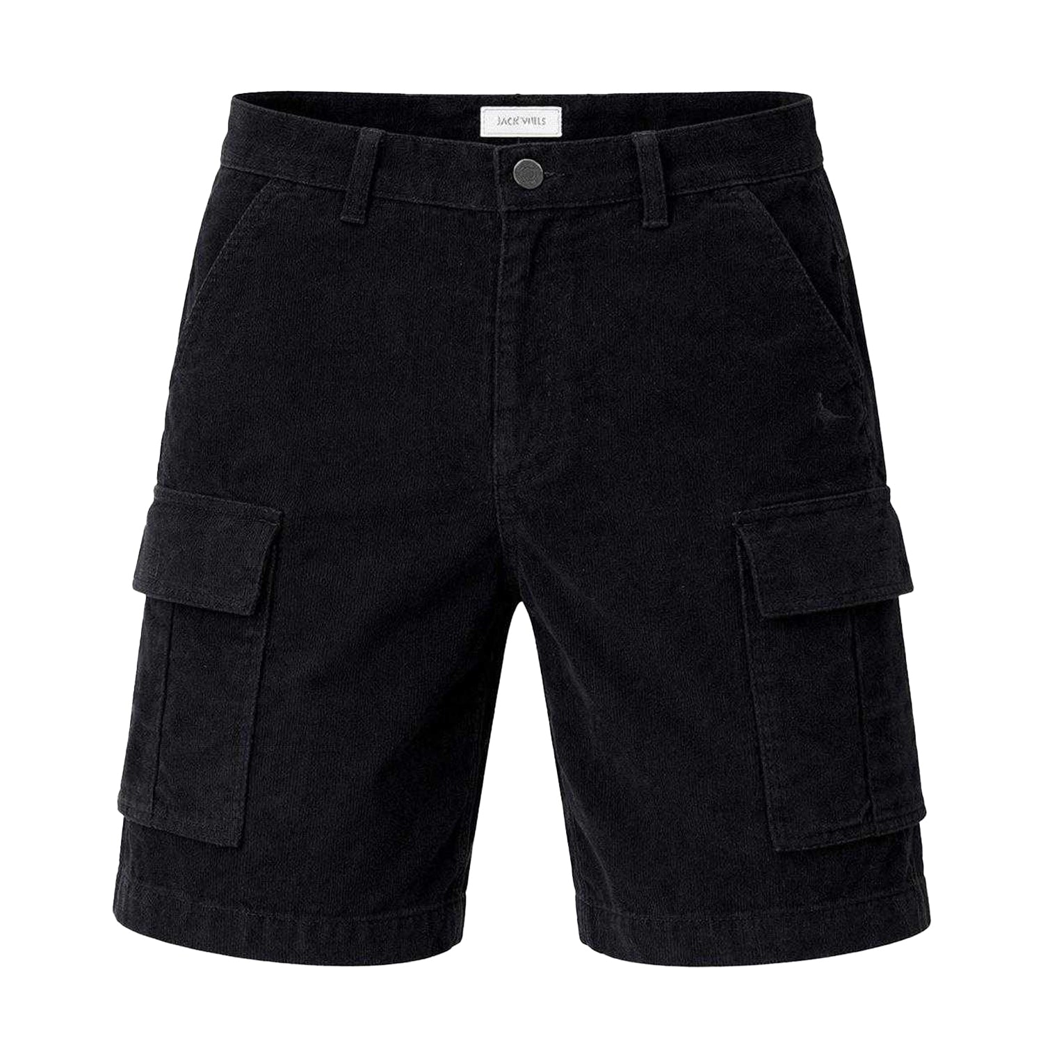 Black - Front - Jack Wills Mens Cotton Plain Cargo Shorts