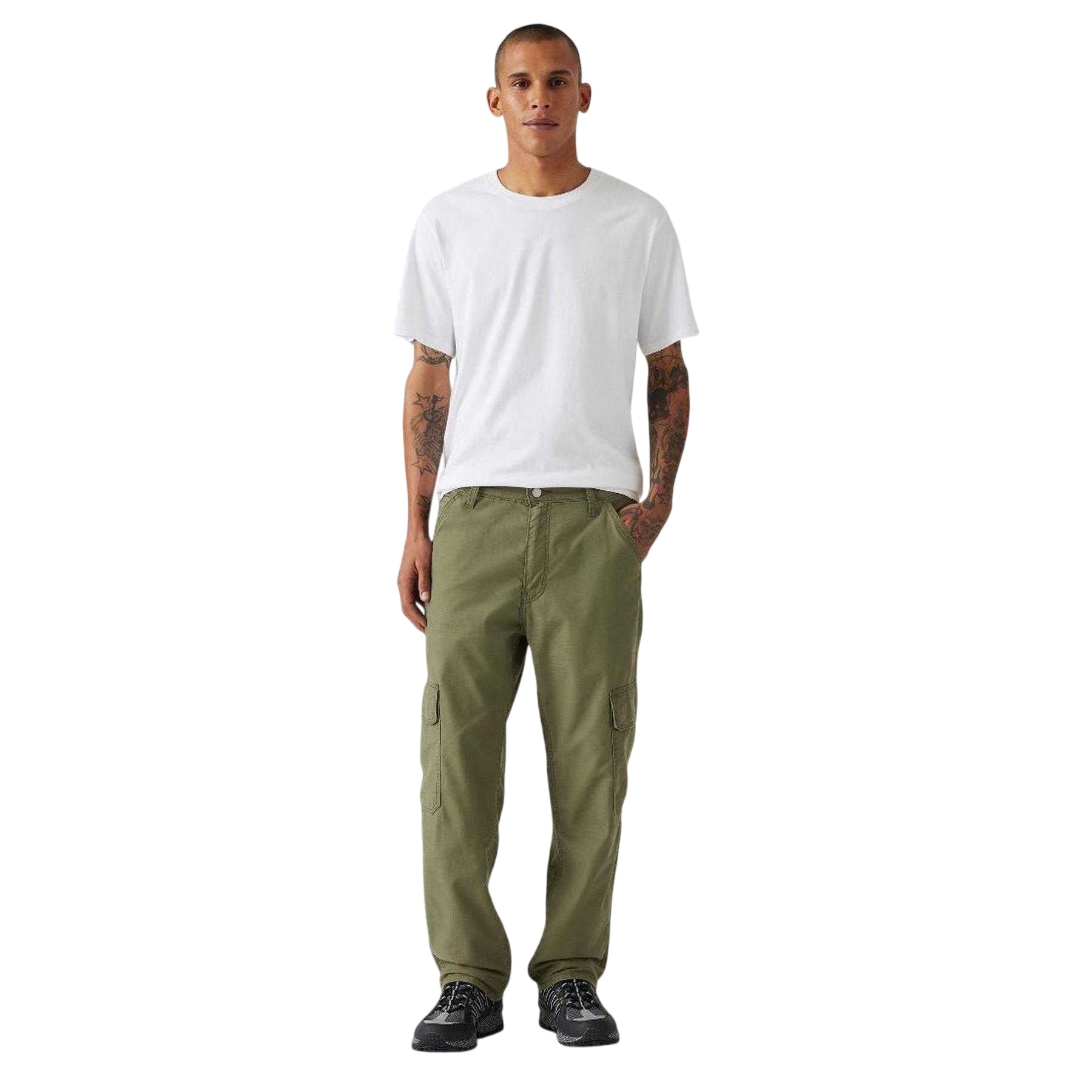 Ivy Green - Side - Levis Mens 568 Loose Cargo Trousers