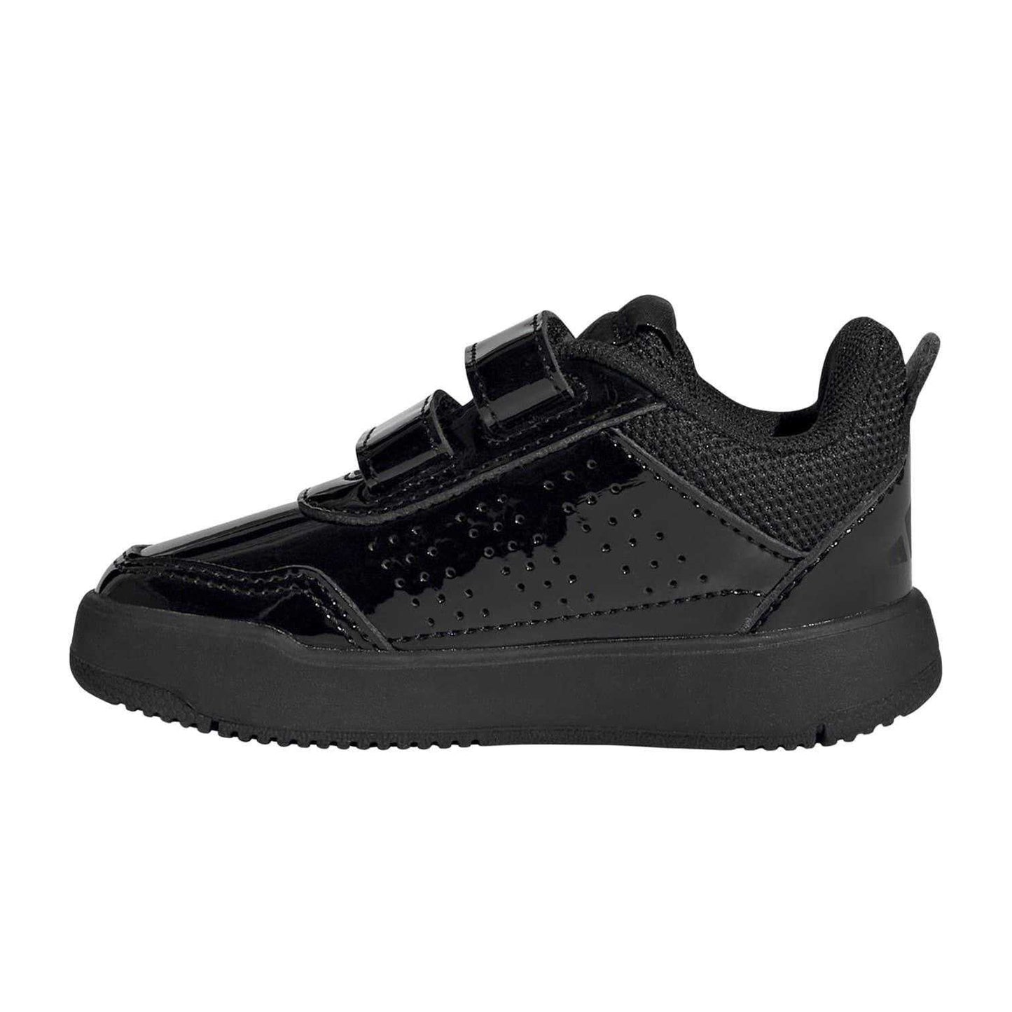 Black Patent - Side - Adidas Baby Girls Tensaur Patent PU Trainers