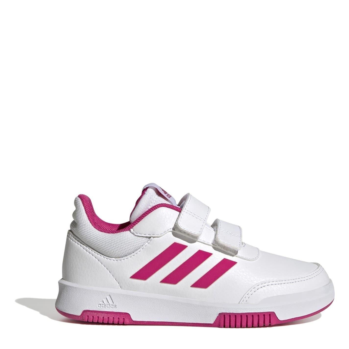 White-Vibrant Pink - Front - Adidas Baby Girls Tensaur Patent PU Trainers