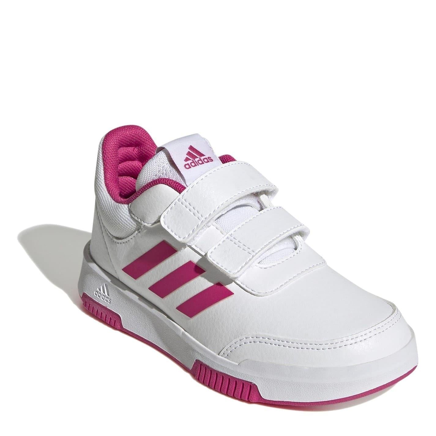 White-Vibrant Pink - Side - Adidas Baby Girls Tensaur Patent PU Trainers