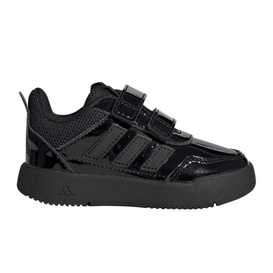 Black Patent - Front - Adidas Baby Girls Tensaur Patent PU Trainers