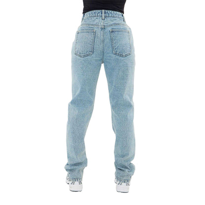 Mid Wash - Side - I Saw It First Womens-Ladies Light Wash 5 Pockets Jeans