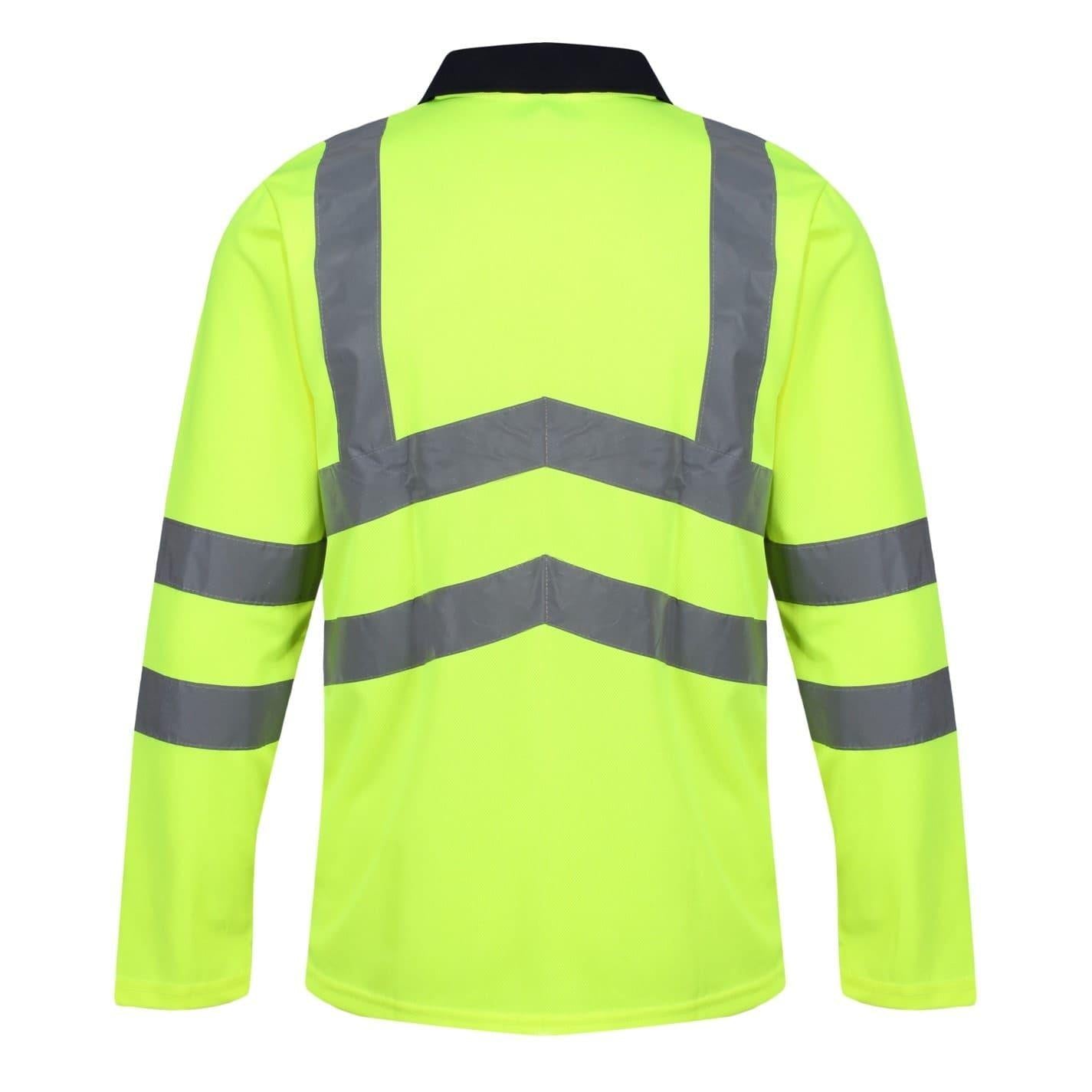 Yellow-Navy - Back - Regatta Professional Unisex Adult High-Vis Long-Sleeved Polo Shirt