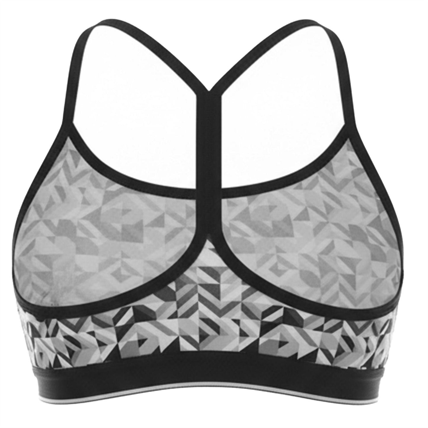 Grey - Back - Reebok Womens-Ladies Geometric Sports Bra
