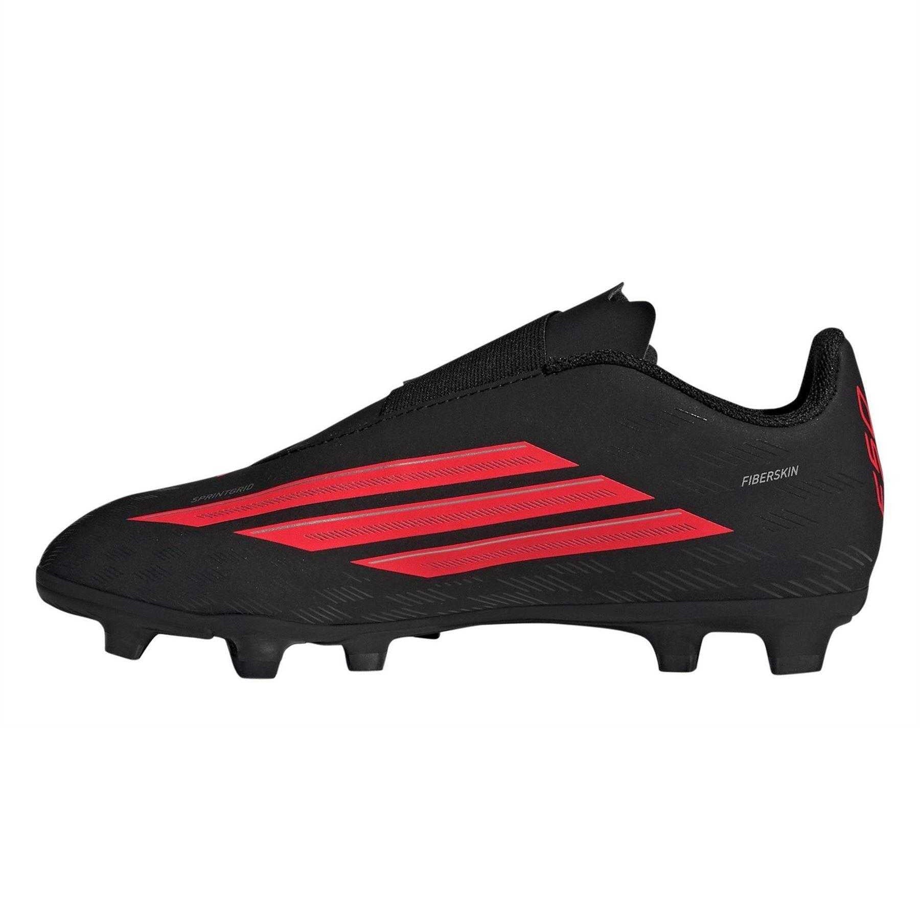 Black-Red - Side - Adidas Childrens-Kids F50 Club Astro Turf Trainers