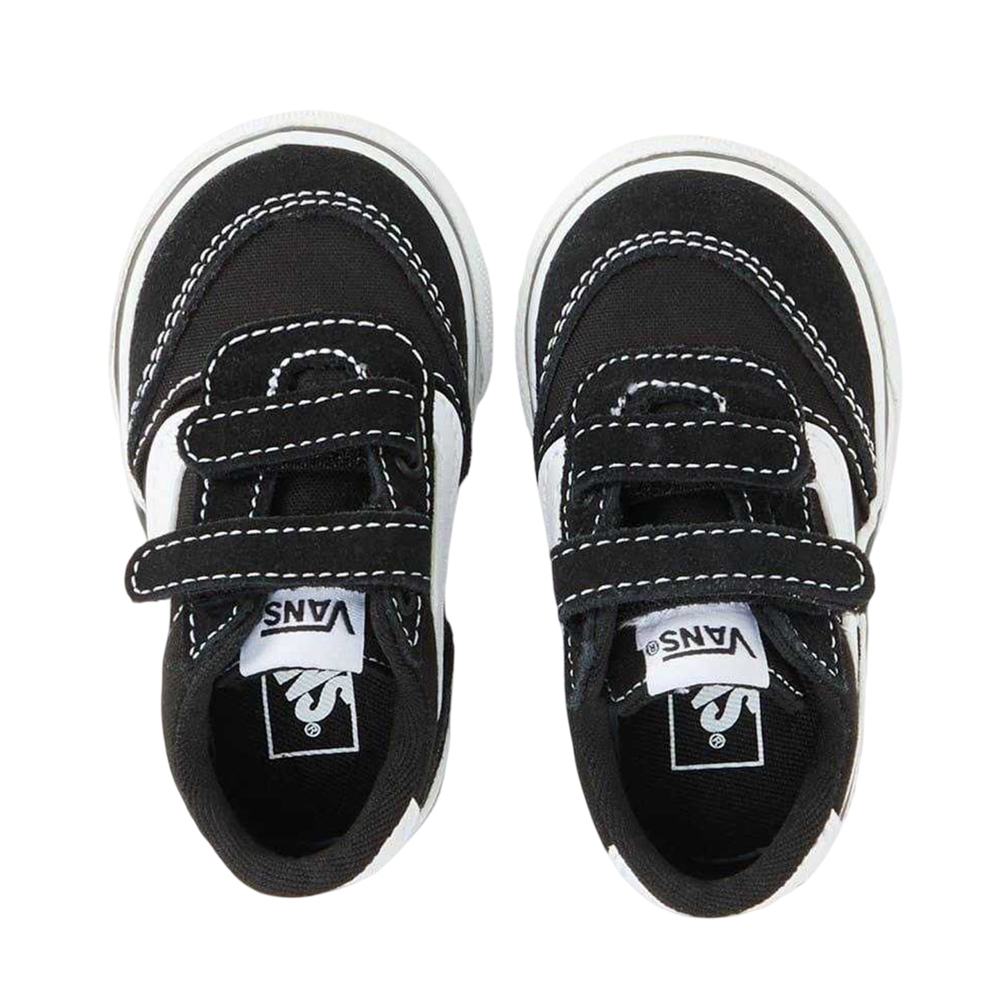 Black-White - Side - Vans Childrens-Kids VanAct Brooklyn Canvas Trainers