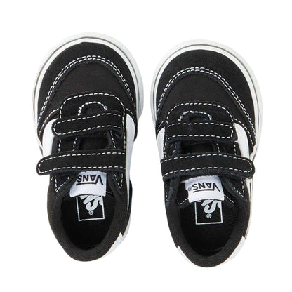 Black-White - Side - Vans Childrens-Kids VanAct Brooklyn Canvas Trainers
