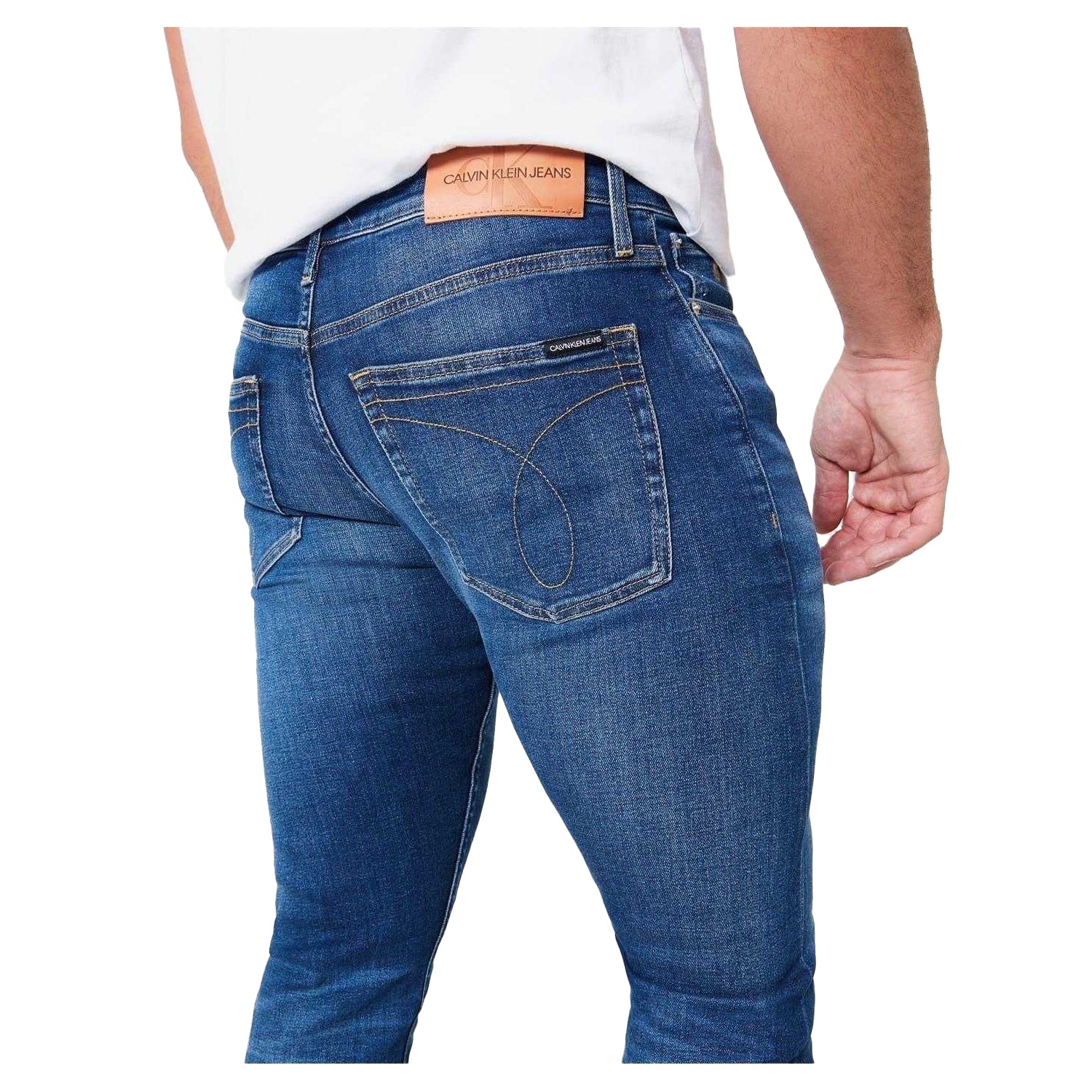 Mid Blue - Side - Calvin Klein Mens Slim Jeans