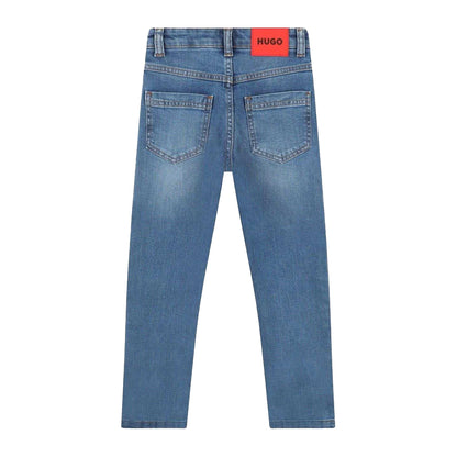 Blue Denim - Back - Hugo Boys Denim Plain Jeans
