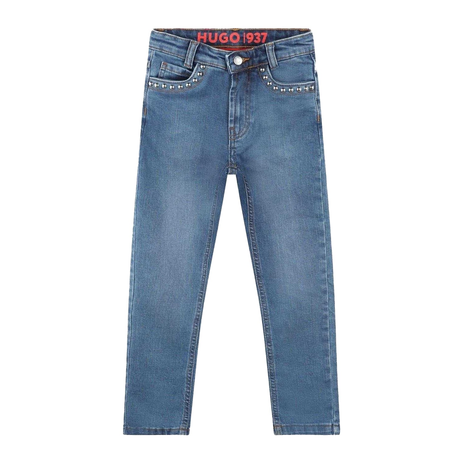 Blue Denim - Front - Hugo Boys Denim Plain Jeans