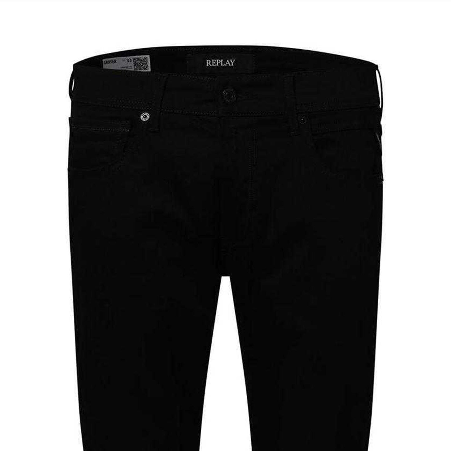 Black - Side - Replay Mens Plain Straight Jeans