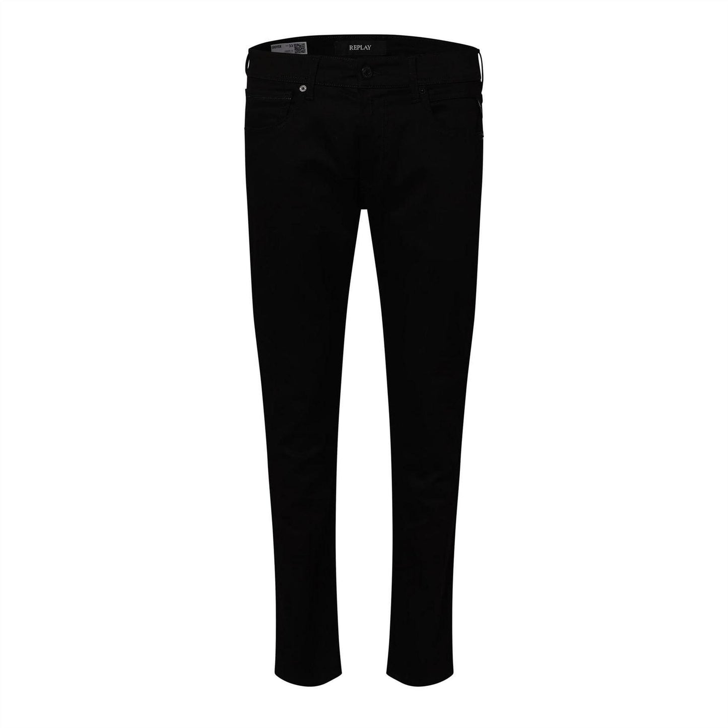 Black - Front - Replay Mens Plain Straight Jeans