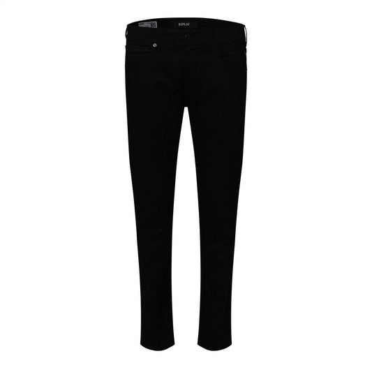 Black - Front - Replay Mens Plain Straight Jeans