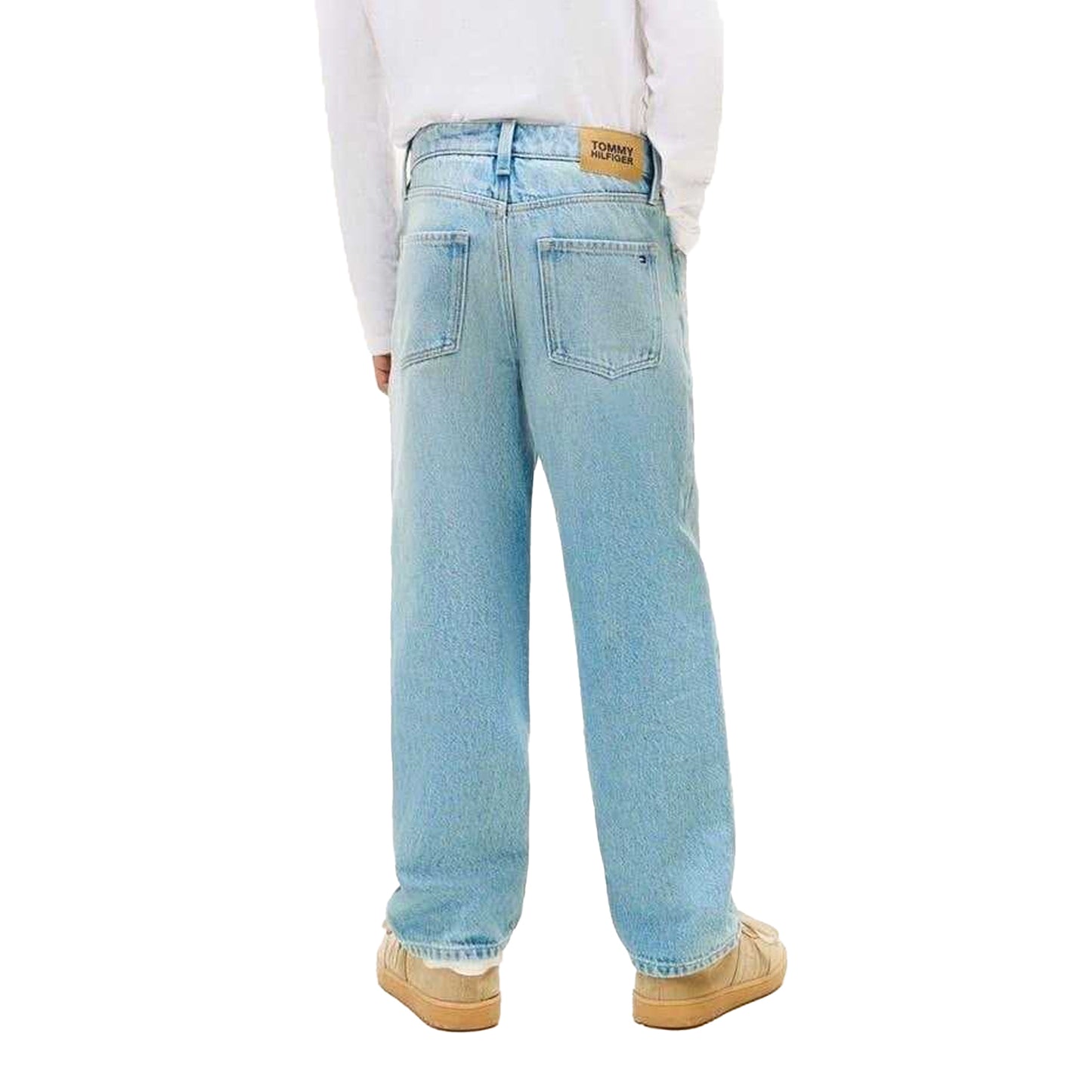 Light Denim - Back - Tommy Hilfiger Boys Mid Rise Wide Leg Jeans