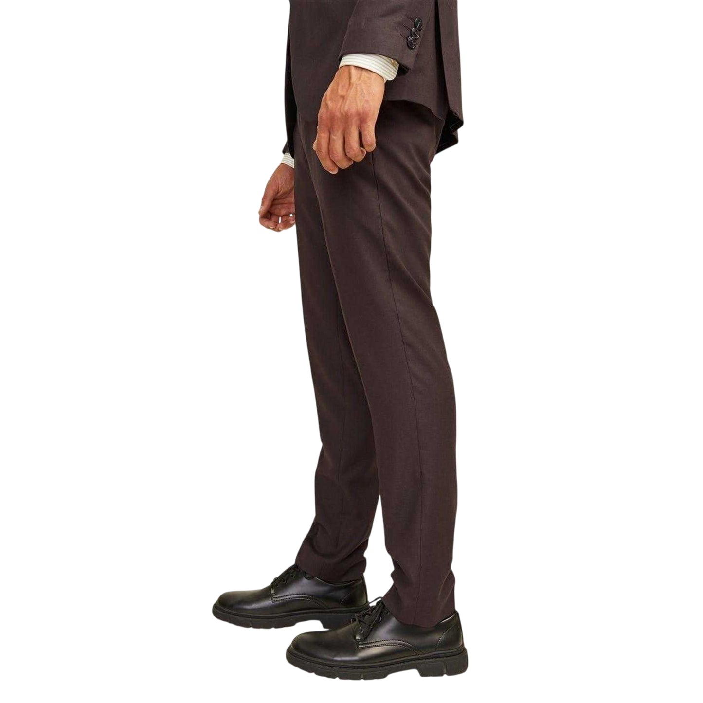 Brown - Side - Jack And Jones Mens Solaris Straight Leg Slim Formal Trousers