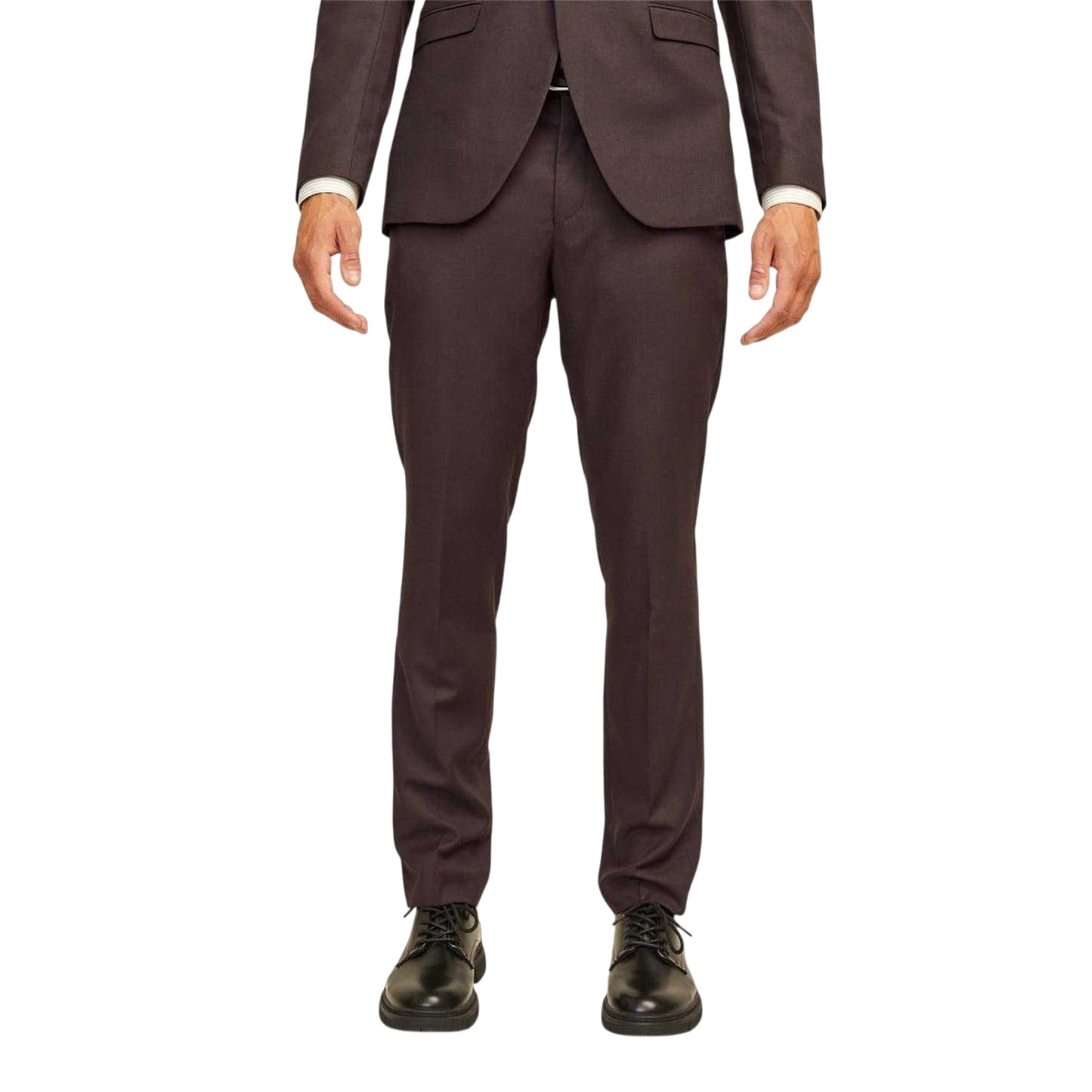 Brown - Front - Jack And Jones Mens Solaris Straight Leg Slim Formal Trousers