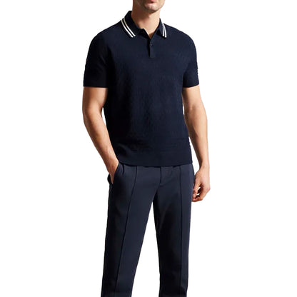 Navy - Side - Ted Baker Mens Mahana T-Stitched Regular Polo Shirt