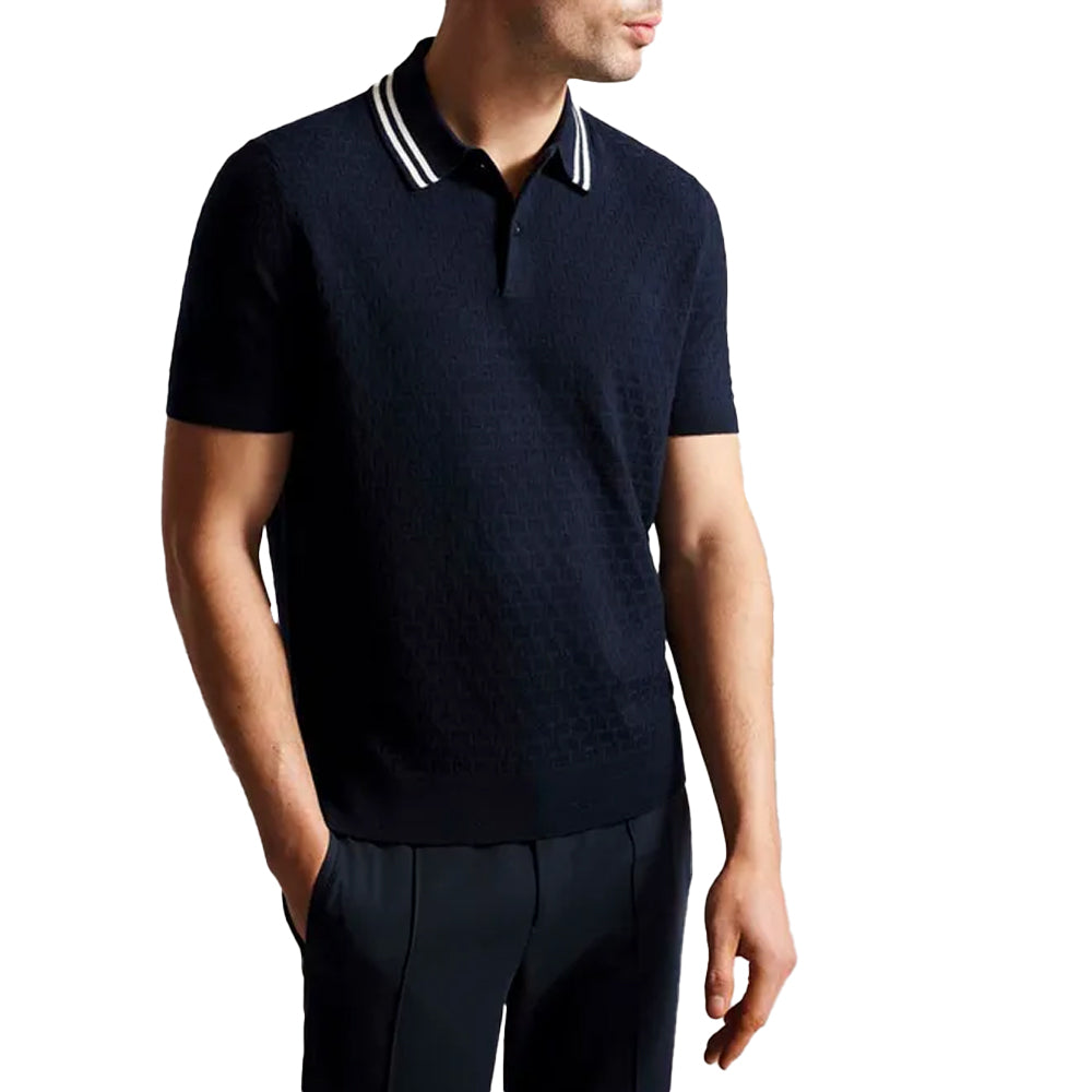 Navy - Front - Ted Baker Mens Mahana T-Stitched Regular Polo Shirt