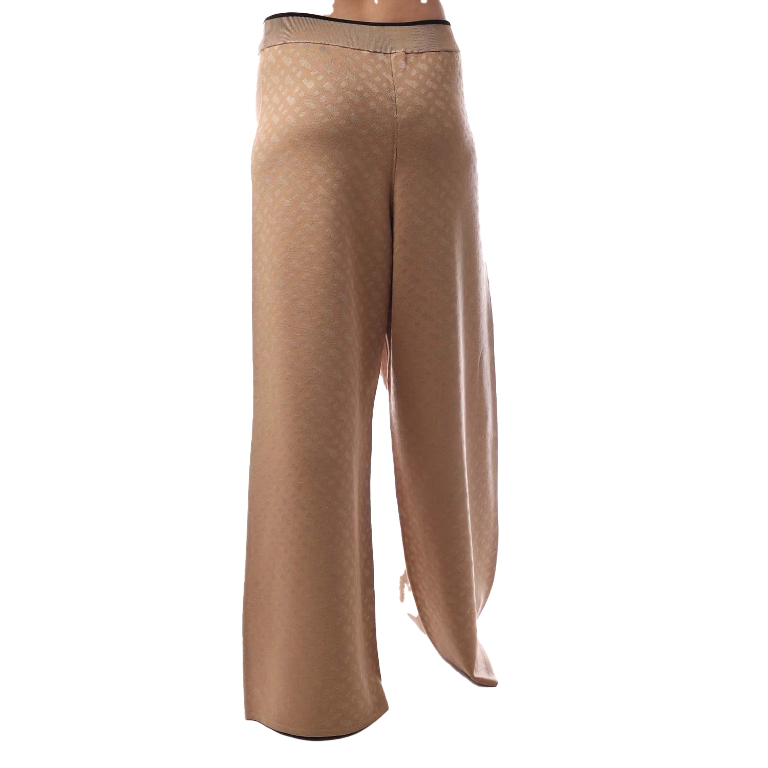 Medium Beige - Back - Boss Womens-Ladies Filara Geometric Wide Leg Palazzo Trousers