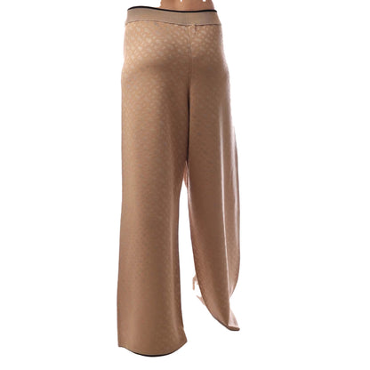 Medium Beige - Back - Boss Womens-Ladies Filara Geometric Wide Leg Palazzo Trousers