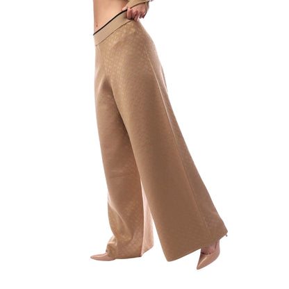 Medium Beige - Side - Boss Womens-Ladies Filara Geometric Wide Leg Palazzo Trousers